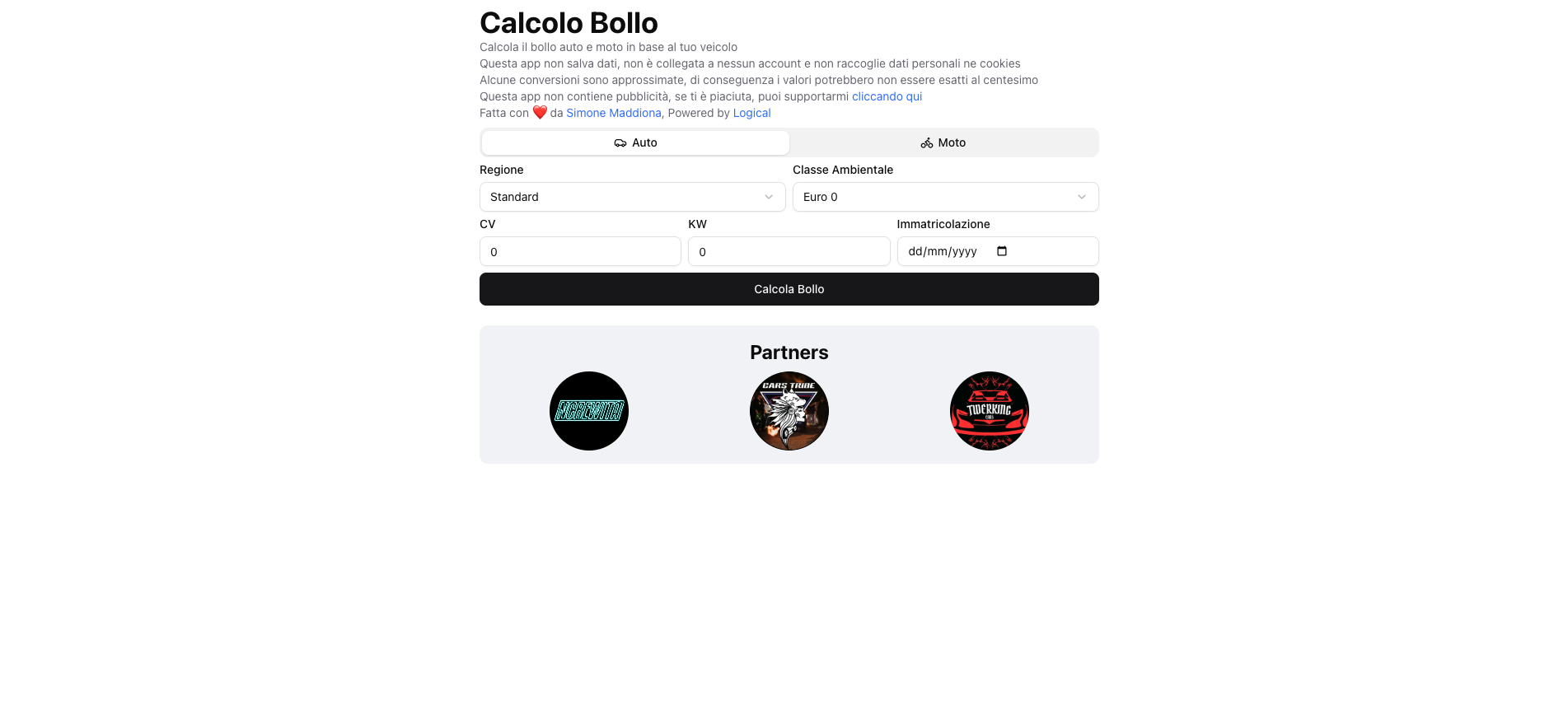 Calcola bollo cover